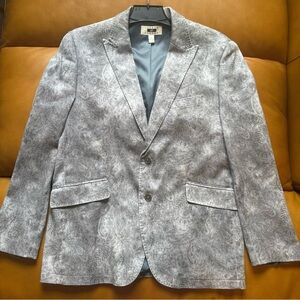 Joseph Abboud Sport Coat Large GRAY BLUE PAISLEY Check Blazer Jacket